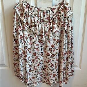 LOFT ruffle collar v- neck blouse
